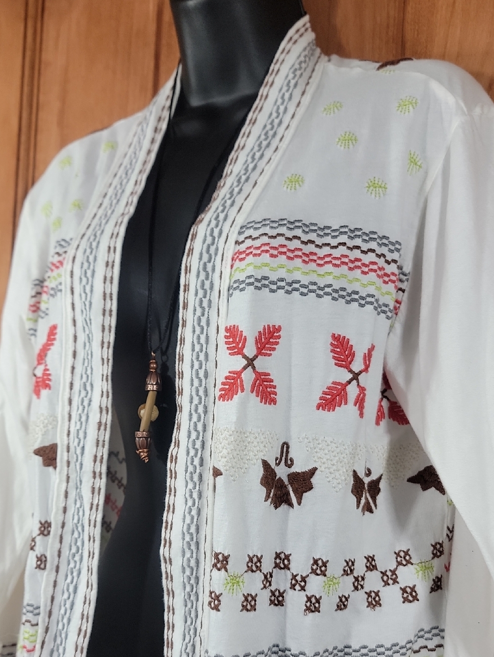 Johnny Was Embroidered Cotton Kimono